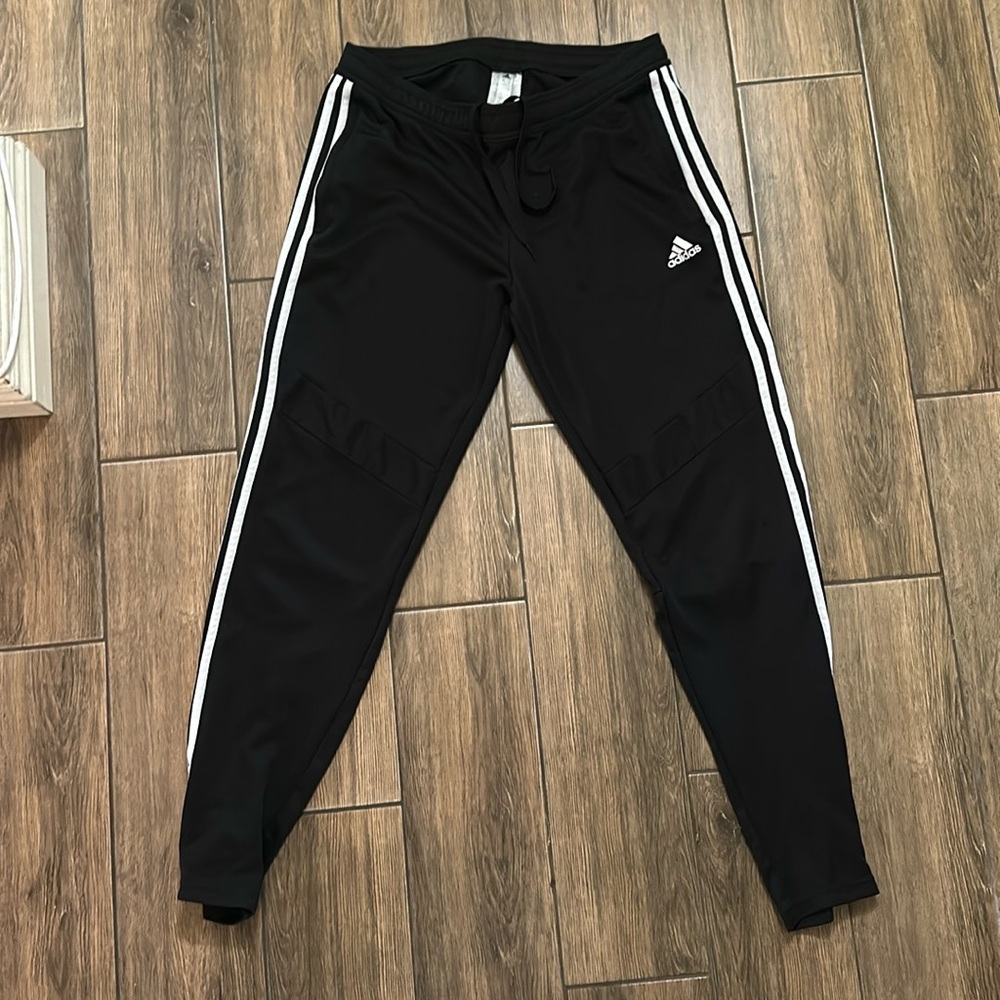 Adidas Black/White 3 Stripe Women's Skinny Sweatpants Size:Large